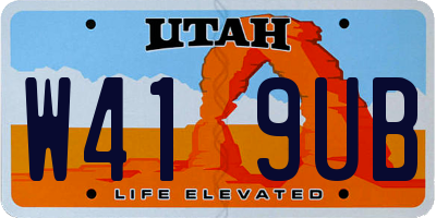 UT license plate W419UB