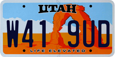 UT license plate W419UD