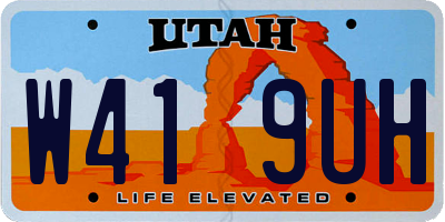 UT license plate W419UH