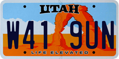 UT license plate W419UN