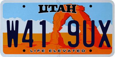 UT license plate W419UX
