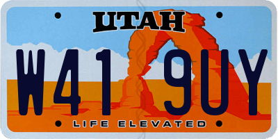 UT license plate W419UY