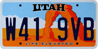 UT license plate W419VB