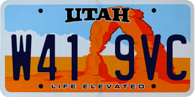 UT license plate W419VC