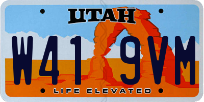 UT license plate W419VM