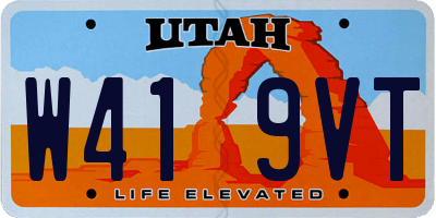 UT license plate W419VT