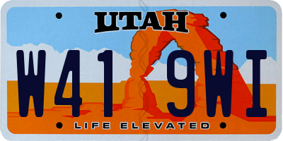 UT license plate W419WI