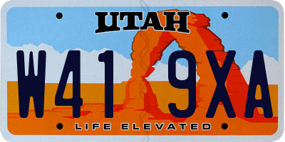 UT license plate W419XA