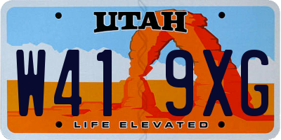 UT license plate W419XG
