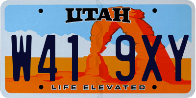 UT license plate W419XY