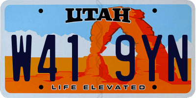 UT license plate W419YN