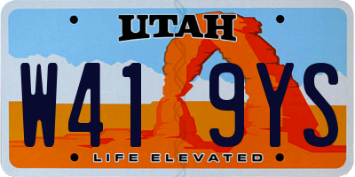 UT license plate W419YS