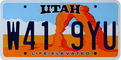 UT license plate W419YU