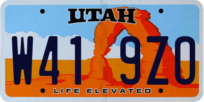 UT license plate W419ZO