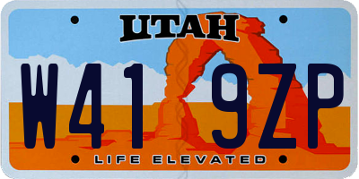 UT license plate W419ZP