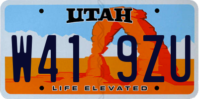UT license plate W419ZU