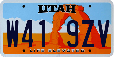 UT license plate W419ZV