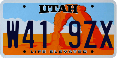 UT license plate W419ZX