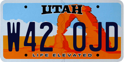 UT license plate W420JD