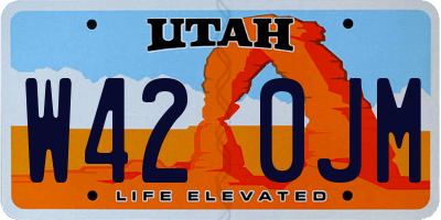 UT license plate W420JM