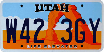 UT license plate W423GY