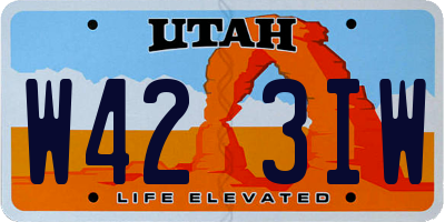 UT license plate W423IW