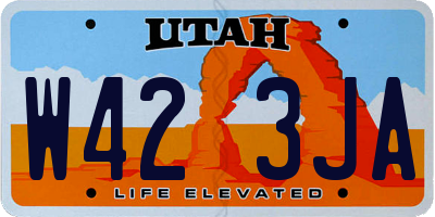 UT license plate W423JA
