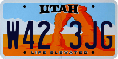 UT license plate W423JG