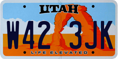 UT license plate W423JK