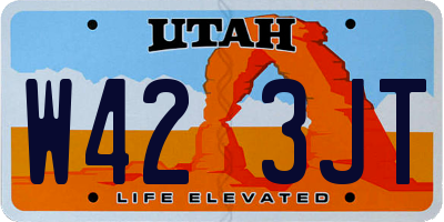 UT license plate W423JT