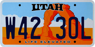 UT license plate W423OL