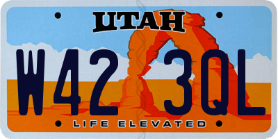 UT license plate W423QL