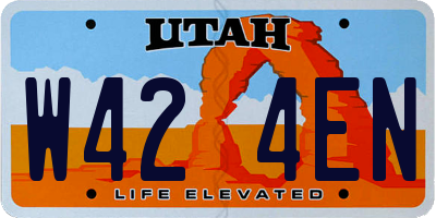 UT license plate W424EN