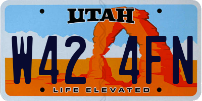 UT license plate W424FN
