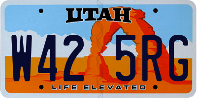 UT license plate W425RG