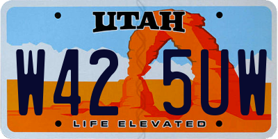UT license plate W425UW