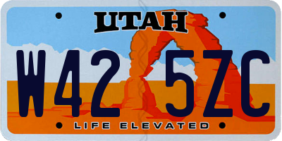 UT license plate W425ZC