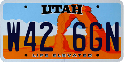 UT license plate W426GN