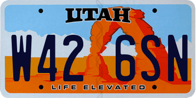 UT license plate W426SN