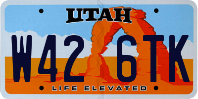 UT license plate W426TK