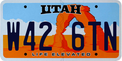 UT license plate W426TN