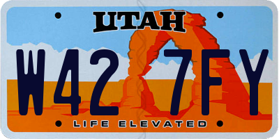 UT license plate W427FY