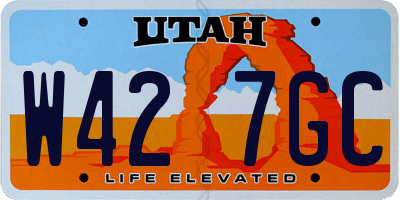 UT license plate W427GC