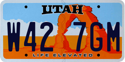 UT license plate W427GM