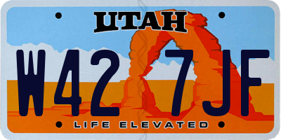 UT license plate W427JF