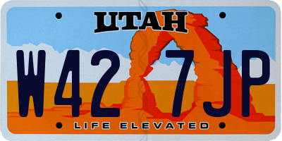UT license plate W427JP