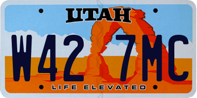 UT license plate W427MC