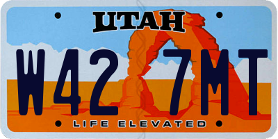 UT license plate W427MT