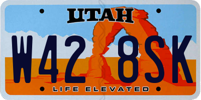 UT license plate W428SK