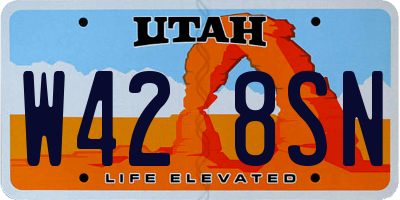 UT license plate W428SN